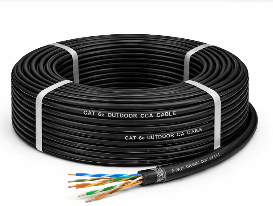 CAT 6e Outdoor CCA Black Ethernet Cable for external networking