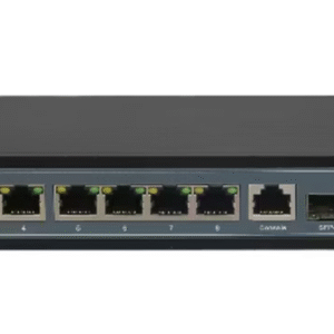 "8 port 10G SFP+ managed Ethernet switch full front panel fiber ports view"