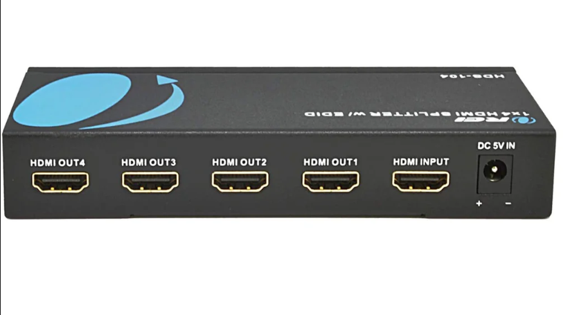 1x4 HDMI splitter 4K@60Hz 4:4:4 HDCP 2.2 front panel 1 input 4 outputs"