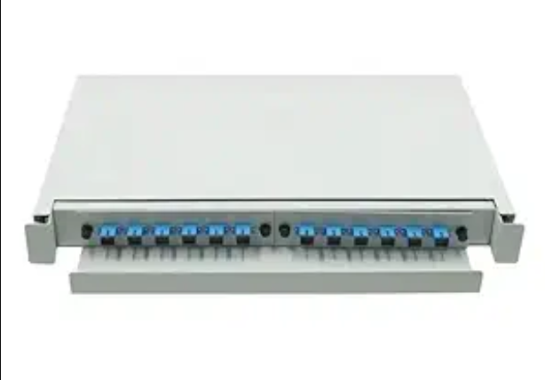 "12-port SC/UPC blue multimode patch panel 1U fully loaded