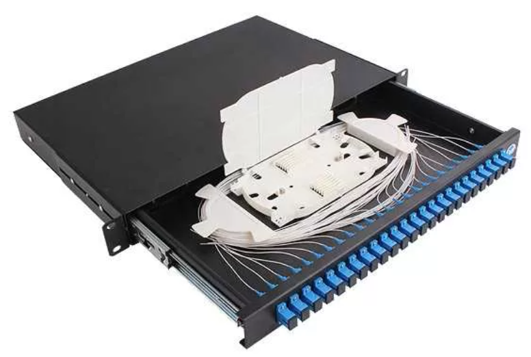 24-port SC/UPC blue multimode fully loaded patch panel 1U rackmount