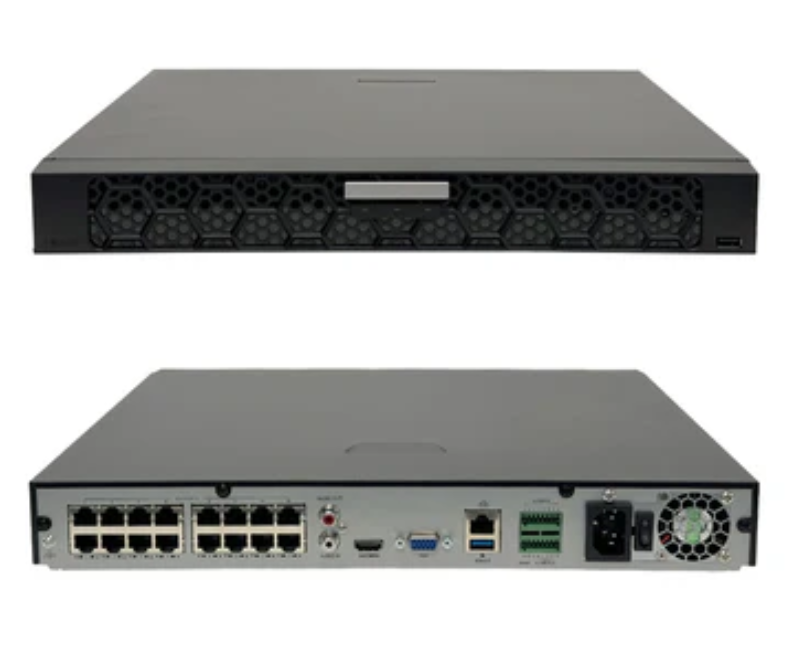 16 channel NVR with dual SATA ports for IP camera surveillance