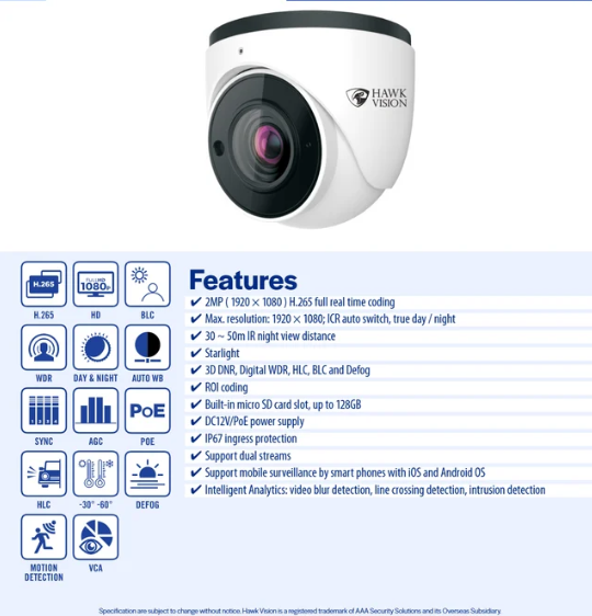 2MP IP Dome VFM,SDcard-HVD6525ES-VFM - Image 2