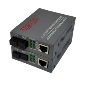 single mode media converter 10/100 front view