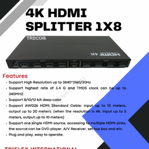 TRICOM HDMI 1 IN 8 OUT SPLITER 4K
