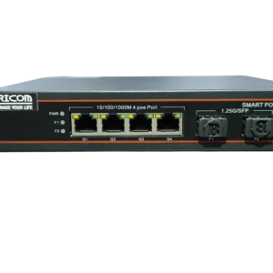 4 port sfp module switch front view,