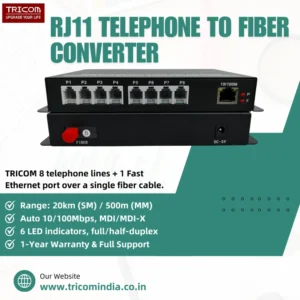 TRICOM RJ11 to Fiber Converter 8 Channel