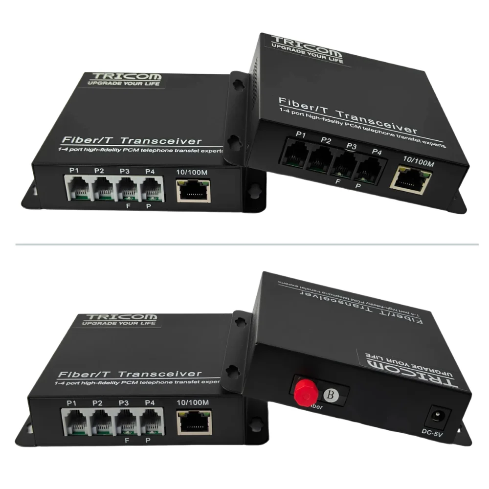 RJ11 to Fiber Converter 4 Channel